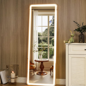 Full Length Body Mirror with Stand, Wall Mounted Hanging Mirror with Light Design, Freestanding Floor Mirror for Bedroom and Dressing Area