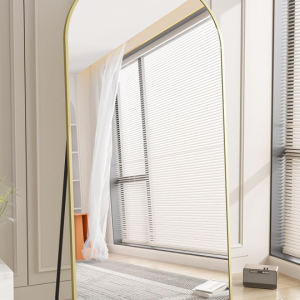 Arched Full Length Floor Mirror with Gold Aluminum Alloy Frame, Large Standing Mirror for Living Room, Bedroom and Vanity Decoration