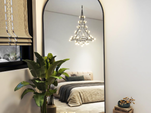 Modern Arch Full Length Mirror with Stand, Aluminum Alloy Frame Floor Mirror, Hanging or Leaning Body Mirror for Bedroom and Dressing Room