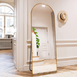 Arched Full Body Mirror with Aluminum Frame, Freestanding Leaning Wall Mirror, Modern Decorative Mirror for Bedroom, Living Room and Entryway