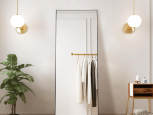 Arched Full Body Floor Mirror with Black Metal Frame, Full Length Vanity Mirror, Anti-Rust Tempered Glass Mirror for Bedroom and Entryway